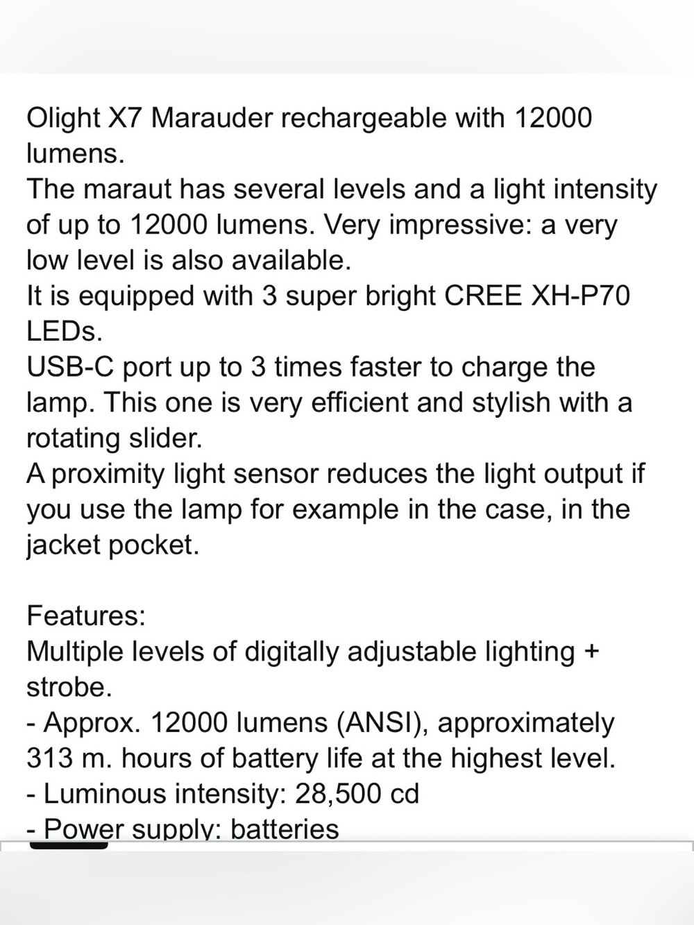 🔦 Olight X7R Marauder Rechargeable LED Flashlight – Black - Picture 12 of 17